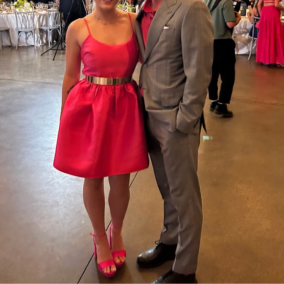 Structured Satin Twill Mini Skater Dress - Picture 4 of 4